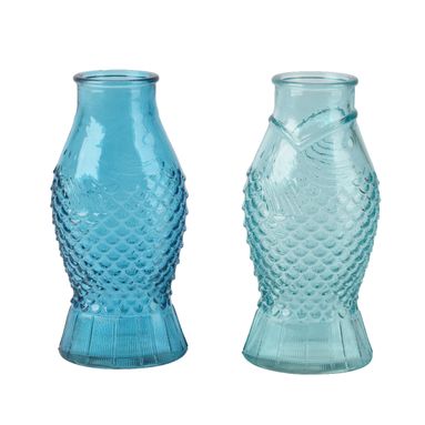 VASO FISH D.8,3X8,3X6,7XH17,8CM IN VETRO 2 COLORI.