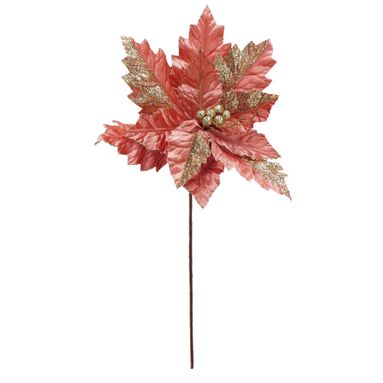 FIORE NATALIZIO ROSA D.34XH58CM IN VELLUTO.