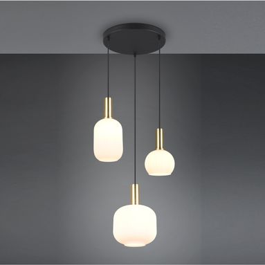 LAMPADARIO 3XE27 DIVA D.30CM OTTONE/VETRI RIGATI