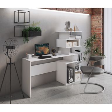 SCRIVANIA GHEA 159X40XH135CM LARICE BIANCO CON LIB