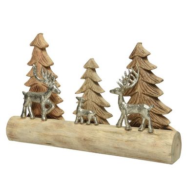 ALBERI NATALE IN LEGNO E CERVI SILVER 35X7XH24CM.