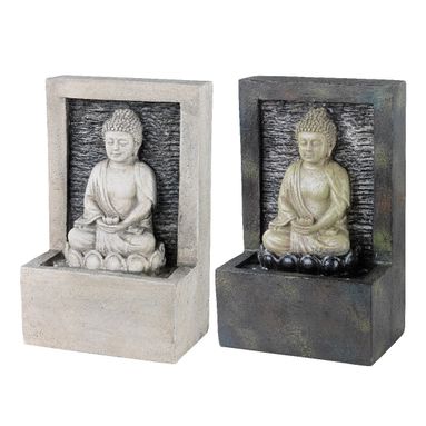 FONTANA RETTANGOLARE CON BUDDHA 10X10XH24CM IN 2 C