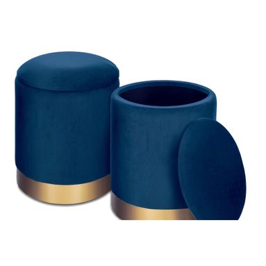 POUF CONTENITORE CM.38X45H IN VELLUTO BLU ROYALE C