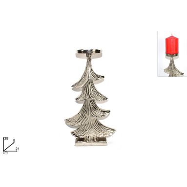 ALBERO DI NATALE ARGENTATO PORTACANDELA 38CM