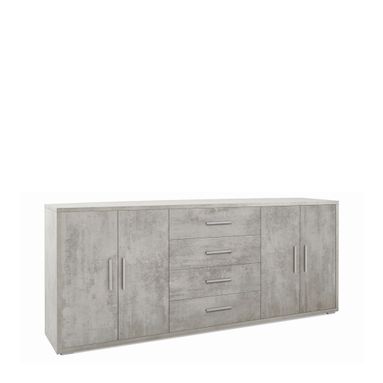 MOBILE 4 ANTE 4 CASSETTI KIT 203X41XH84CM STRUTTURA CEMENTO FRONTALE CEMENTO