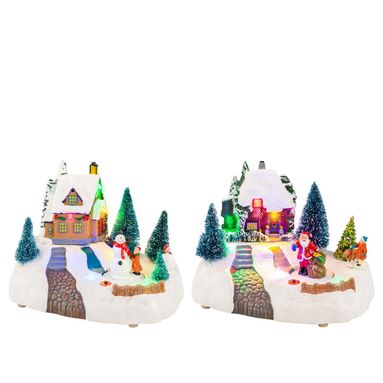 SCENARIO NATALIZIO 14X20XH16CM IN RESINA CON LED