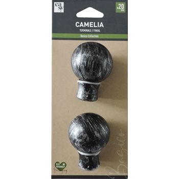 SET 2 TERMINALI CAMELIA NERO-ARGENTO