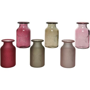 VASETTO IN VETRO TRASPARENTE/OPACO 16CM CON STELLA