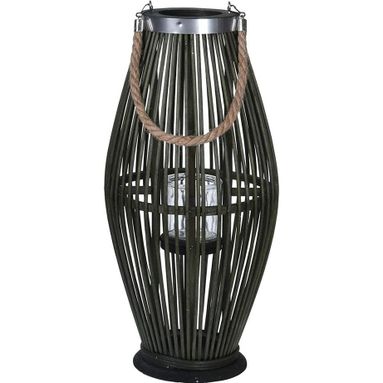 LANTERNA IN BAMBOO VERDE 24X24XH48CM OVALE CON COR