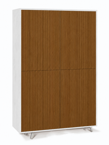 MOBILE 4 ANTE KIT 108X41XH161CM STRUTTURA OSSIDO BIANCO FRONTALE ROVERE DOGATO
