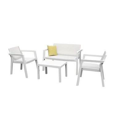 SET SALOTTO EMILY IN RESINA BIANCA CON DIVANO 2 PO