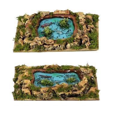 LAGO 20X14XH3,5CM CON PESCI ED EFFETTO ACQUA.
