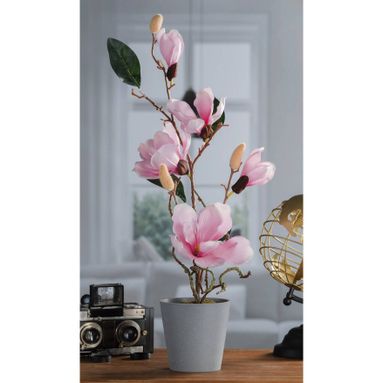 VASO CON MAGNOLIA 5 FIORI E 3 BOCCIOLI D.11XH53CM