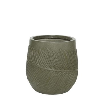 VASO IN ARGILLA VERDE D.32XH32CM EFFETTO FOGLIA