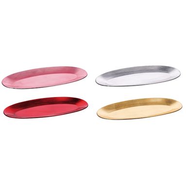 VASSOIO OVAL 42X20XH3CM 4 COLORI IN PLASTICA.