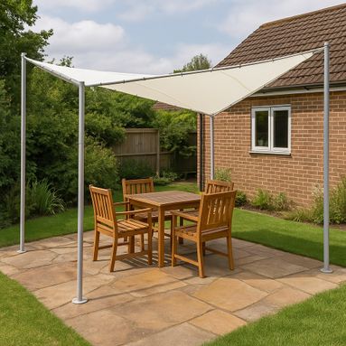 GAZEBO A VELA ERACLITO CON STRUTTURA IN  METALLO E TELO DI COPERTURA BIANCO MT.3,5X3,5 