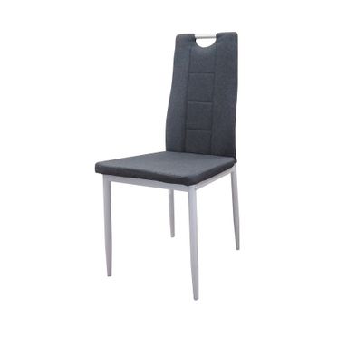 SEDIA IN TESSUTO GRIGIO E STRUTTURA BIANCA