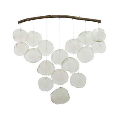 DECORAZIONE PENSILE 51XH56CM CON LEGNO E CERCHI BI