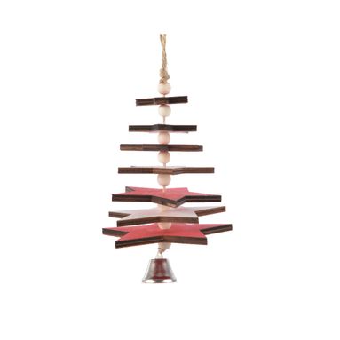 ALBERO DI STELLE IN LEGNO CM24 BIANCO ROSSO.