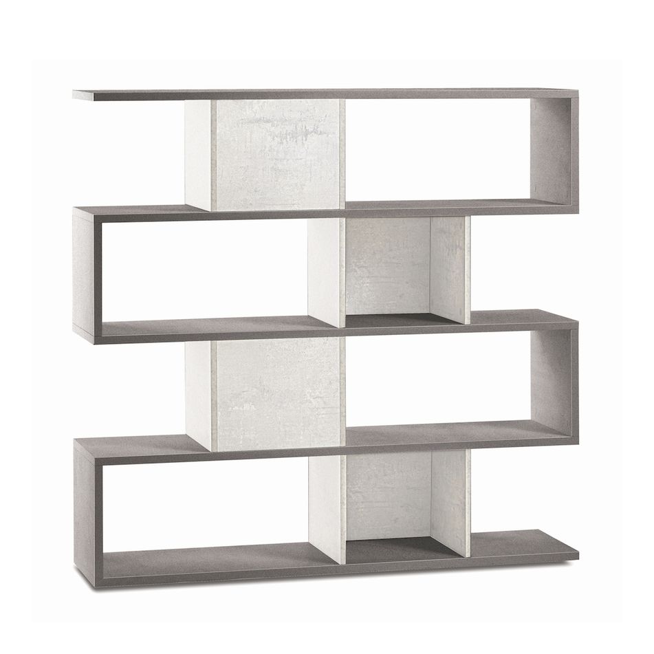 libreria-modulare-kit-150x38xh144cm-struttura-cemento-frontale-ossido-bianco