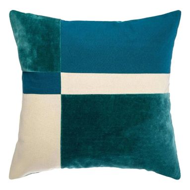 CUSCINO PATCH 40X40CM BLU IN VELLUTO IN COTONE E P