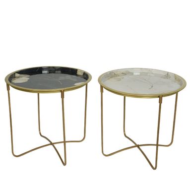 TAVOLINETTO BASSO 46X46XH46CM CON STRUTTURA ORO E