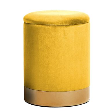 POUF CONTENITORE CM.38X45H IN VELLUTO GIALLO CON B