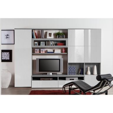 PARETE SOGGIORNO 310X50XH210CM CEMENTO / BIANCA