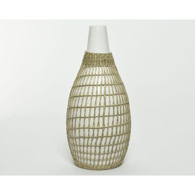 VASO CON BAMBOO INTRECCIATO 20X20XH45CM BIANCO