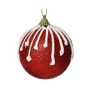 SFERA NATALIZIA 8CM ROSSA IN GLITTER