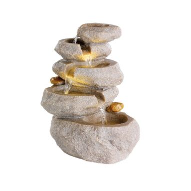 FONTANA ROCCIOSA BIANCA 18X23XH35CM CON 3 LED A LU