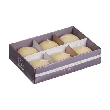 SET 6 CANDELE GALLEGGIANTI AVORIO D.4XH3.5CM