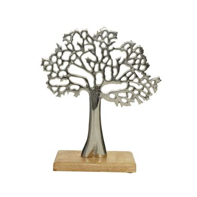 DECORAZIONE AD ALBERO IN LEGNO ED ALLUMINIO CON ST