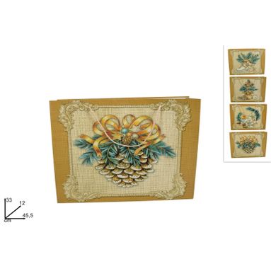 BUSTA REGALO JUTA NATALIZIO ORO 45,5X33X12CM