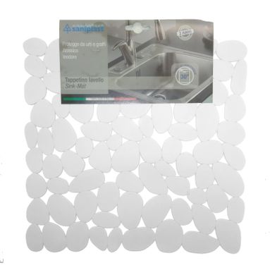 TAPPETO LAVELLO 32X32CM SASSOLINI BIANCO
