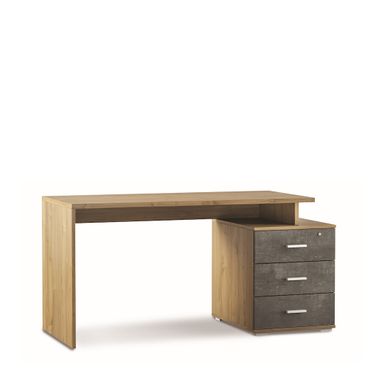 SCRIVANIA 3 CASSETTI 154X55XH76CM STRUTTURA NOCE STELVIO FRONTALI CASSETTI OSSIDO NERO