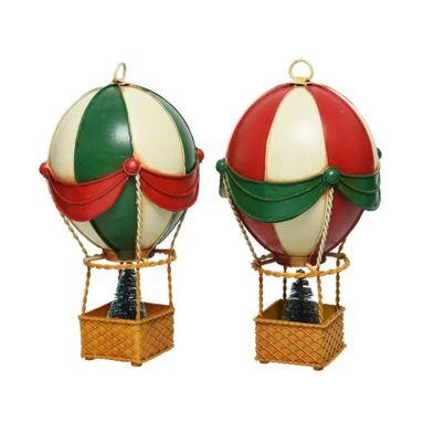 MONGOLFIERA IN METALLO 13XH24CM ROSSA / VERDE.
