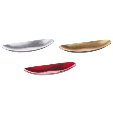 VASSOIO OVALE IN PLASTICA 41X17XH6CM ORO/ARGENTO.