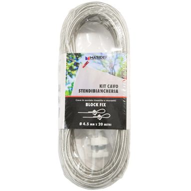 KIT CAVO STENDIBIANCHERIA 4,5MM 20M CON 2 MORSETTI