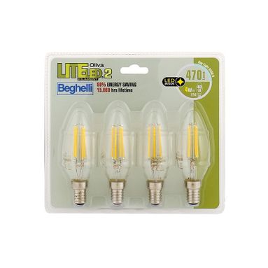 QUADRIPACK LAMPADA LED OLIVA FILAMENTO E14 4W 6500