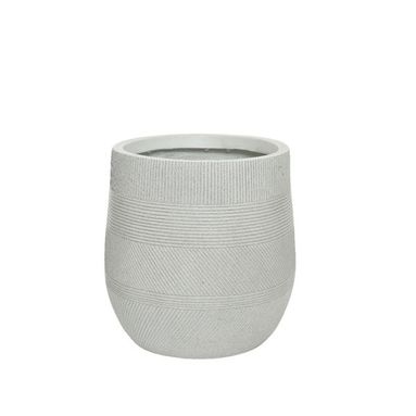 VASO LIAM IN ARGILLA D.31XH31CM BIANCO A RIGHE