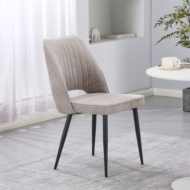 SEDIA NAILA 49,5X46XH88CM BEIGE IN TESSUTO RIGATO