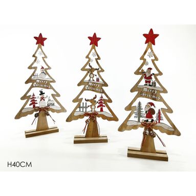 ALBERO DI NATALE H40CM IN LEGNO NATURALE.