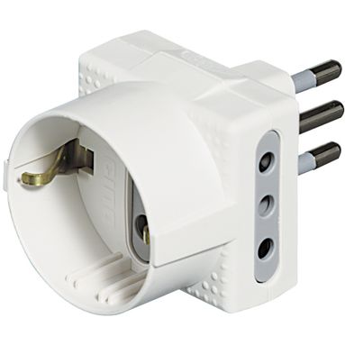 ADATTATORE TRIS 10A CON 1 SCHUKO/2 10A BIANCO