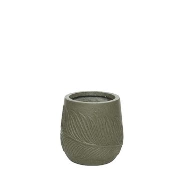 VASO IN ARGILLA VERDE D.22XH22CM EFFETTO FOGLIA