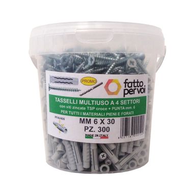 BOX 300 TASSELLI NYLON F4 MM.6+VITI+PUNTA