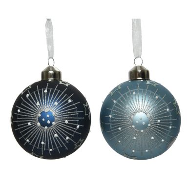 SFERA NATALIZIA 8CM BLU/AZZRRA CON PUNTI/GLITTER