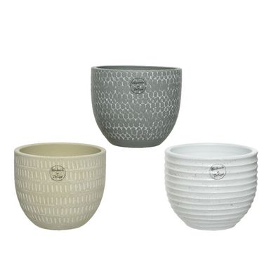VASO IN TERRACOTTA DECORATA D.16XH13CM BIANCO / BE