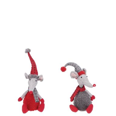 TOPOLINO NATALIZIO 19X19XH50CM ROSSO / GRIGIO