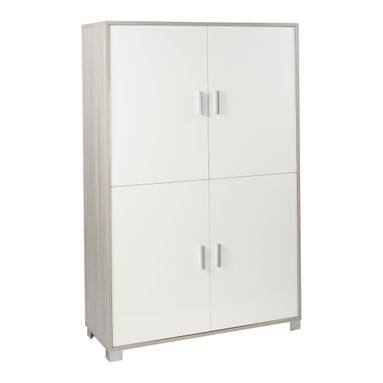 MOBILE 4 ANTE KIT 108X41XH161CM STRUTTURA OLMO CHIARO FRONTALE BIANCO FIAMMATO